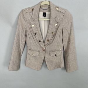 White House Black Market Beige Tweed Blazer Size 00P